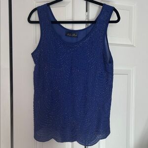 Blue Rain Royal Blue Beaded Tank Top